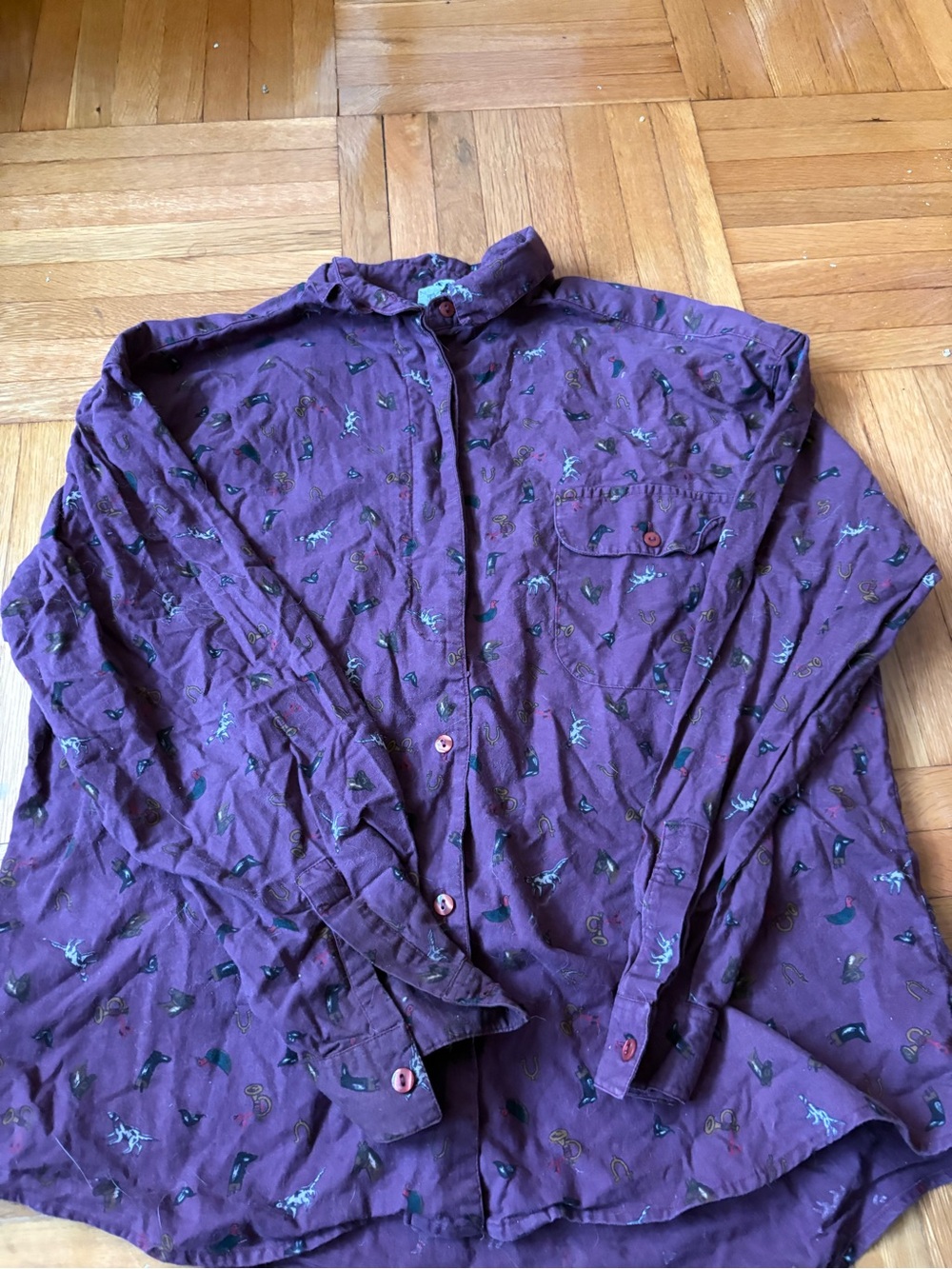 Men's Purple Printed Button-Up Shirt
